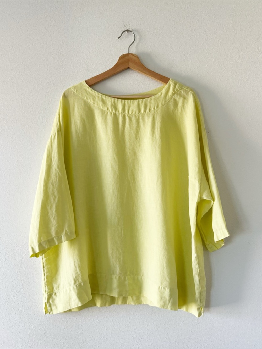 BRYN WALKER | Oversize 100% Linen Flowy Top in Highlighter Yellow | M